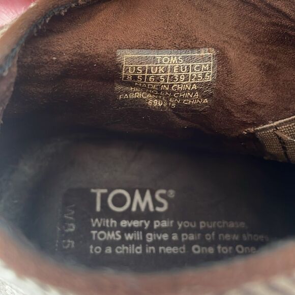 TOMS Desert Wedge Booties in Herringbone brown color lace up shoes women’s 8.5 - Picture 10 of 14